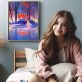 Magischer Wald farbenfrohe Zeit Fotodruck