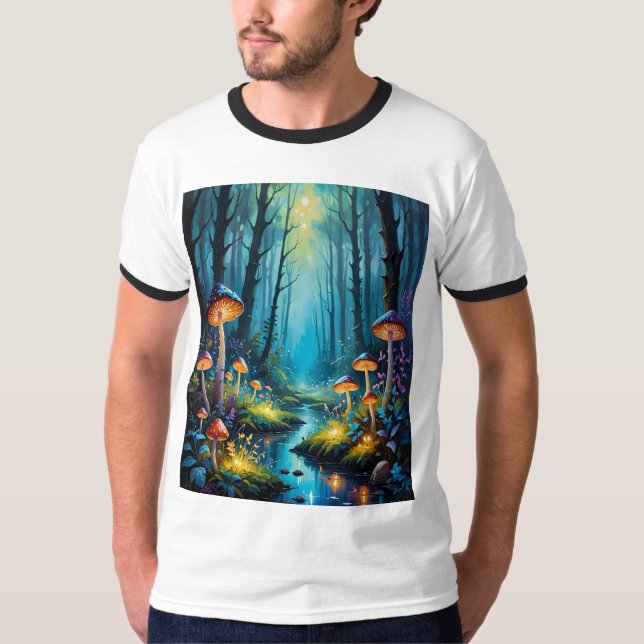 Magischer Wald glühende Pilzcreek-Hemd T-Shirt (Vorderseite)