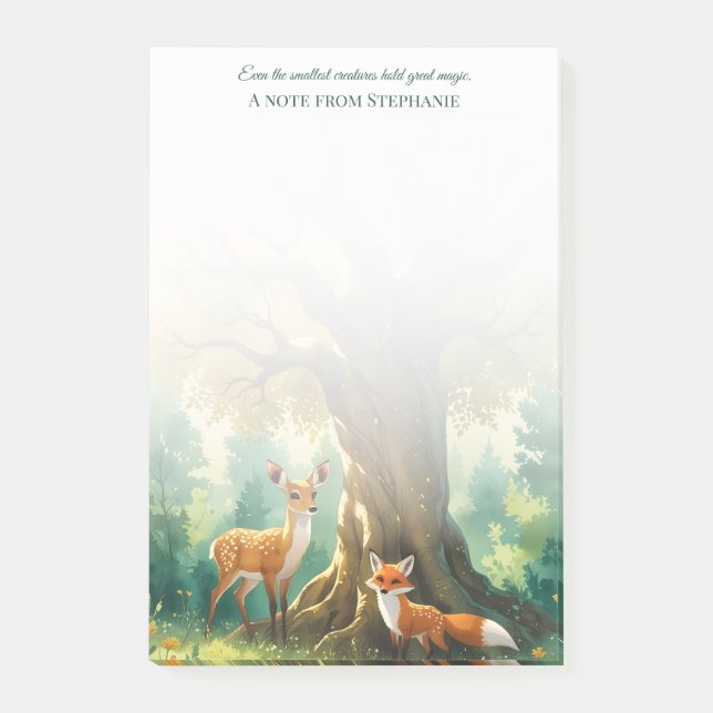 Magischer Wald Golden Tree Deer Fox Post-it Klebezettel (Vorderseite)