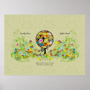 Magischer Wald Kreis der Liebe Blumenbaum-Hochzeit Poster