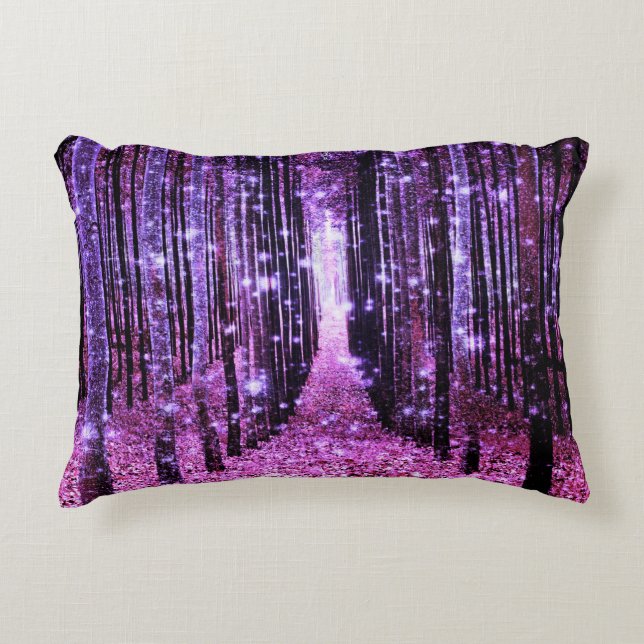 Magischer Wald Lila rosa Zierkissen (Vorderseite)