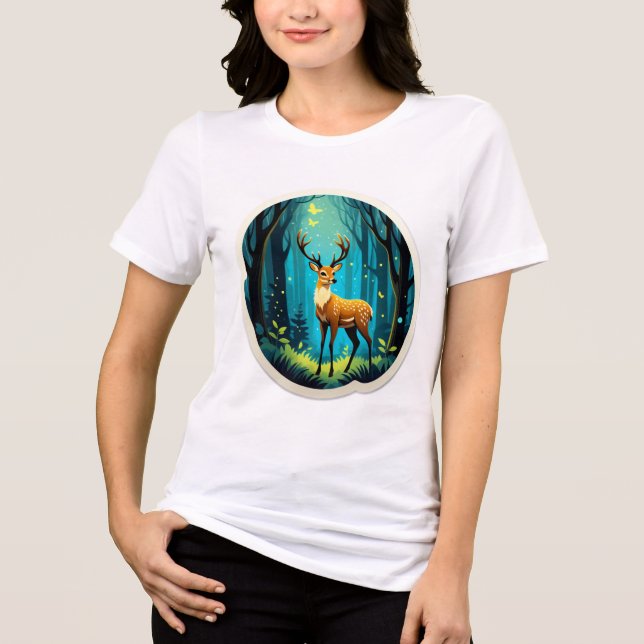 Magischer Wald mit Hirschen Tri-Blend Shirt (Vorderseite)
