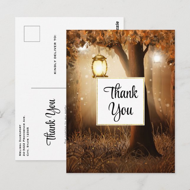 Magischer Wald mit Luftfeuchtigkeit Vielen Dank Postkarte (Vorne/Hinten)