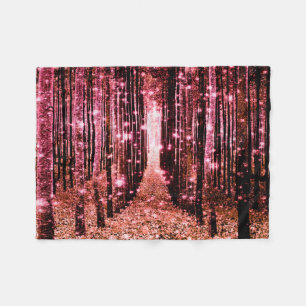 Magischer Wald Pfirsich Rosa Fleecedecke