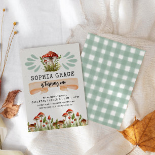 Magischer Wald Pilz 1. Geburtstag Einladung