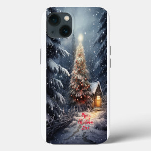 Magischer Wald Schnee Winter Frohe Weihnachten Bau iPhone 13 Hülle