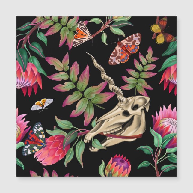 Magischer Wald vereint dunkles Muster. Magnetkarte (Vorderseite)