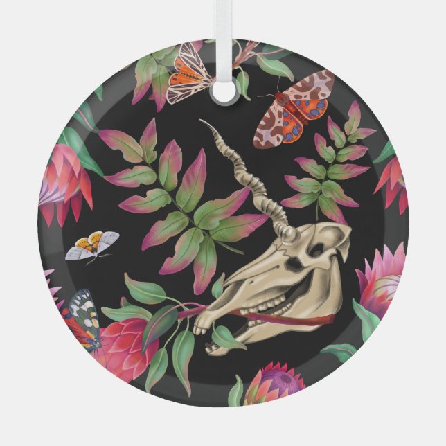 Magischer Wald vereint dunkles Muster. Ornament Aus Glas (Vorderseite)