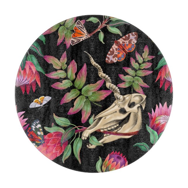 Magischer Wald vereint dunkles Muster. Schneidebrett (Vorderseite)