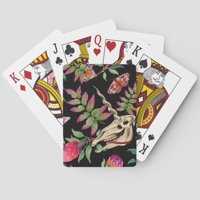 Magischer Wald vereint dunkles Muster. Spielkarten (Rückseite)