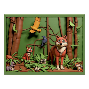 Magischer Wald - Waldtiere Poster