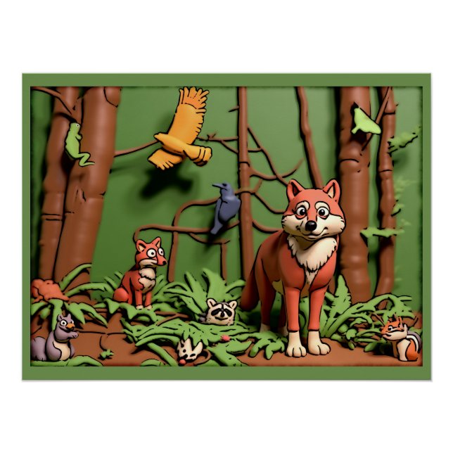 Magischer Wald - Waldtiere Poster (Vorderseite)