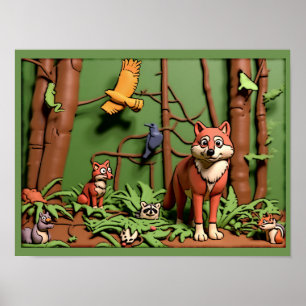 Magischer Wald - Waldtiere Poster