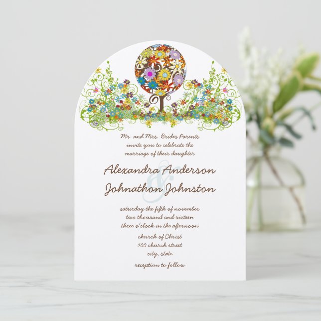 Magischer Waldkreis der Liebe Hochzeitseinladungen Einladung (Stehend Vorderseite)