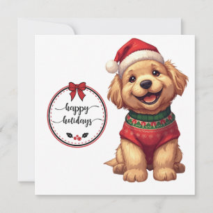 Magischer Weihnachts-Golden-Retriever-Welpe Feiertagskarte