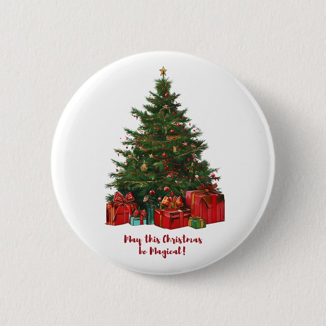 Magischer Weihnachtsbaum-Button Button (Vorderseite)