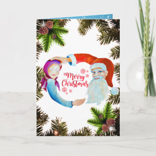 Magischer Weihnachtsmann mit Whimsical Baby Girl Karte