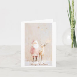 Magischer Weihnachtsmann und Rentier-Weihnachtskar Karte
