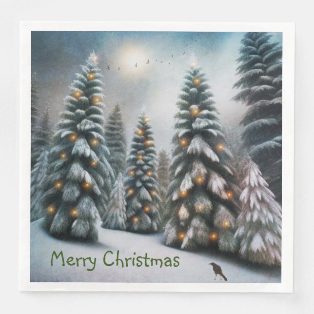 Magischer Weihnachtswald Serviette (Vorderseite)
