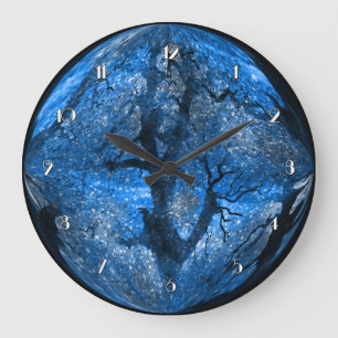 Magischer Winter Blue Crystal Ball Wall Clock Große Wanduhr