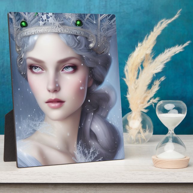 Magischer Winter Queen Portrait Tabletop Fotoplatte (Seite)