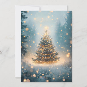 Magischer Winter-Schneewald-Weihnachtsbaum Feiertagskarte