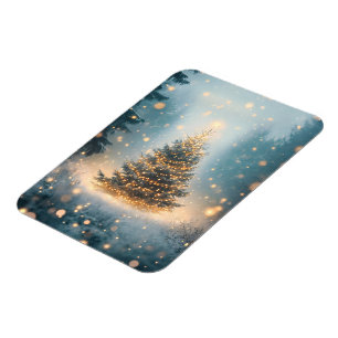 Magischer Winter-Schneewald-Weihnachtsbaum Magnet