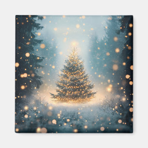 Magischer Winter-Schneewald-Weihnachtsbaum Magnet