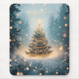 Magischer Winter-Schneewald-Weihnachtsbaum Mousepad