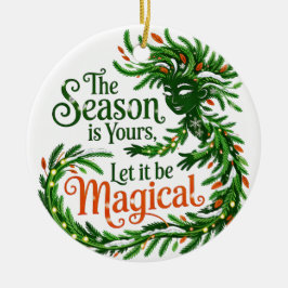 Magischer Wintergeist-Waldkönigin-Weihnachtsdekora Keramik Ornament