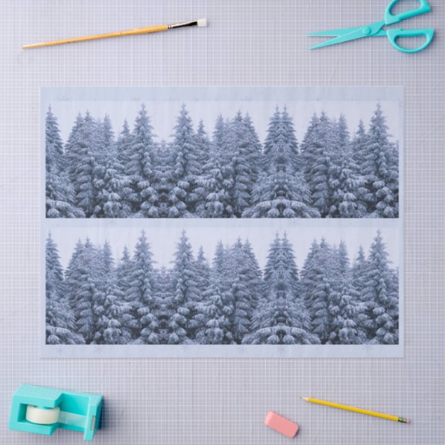 Magischer Winterwald - blau, Seidenpapier (Basteln)