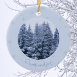 Magischer Winterwald - Keramik Ornament<br><div class="desc">Spazieren Sie durch einen märchenhaften,  schneebedeckten Winterwald. Schönes Weihnachtsgeschenk! Ursprüngliches Foto von Marions Artwork. Sie können das Design anpassen oder auf ein anderes Produkt übertragen! Text hinzufügen,  Größe ändern und mehr!</div>