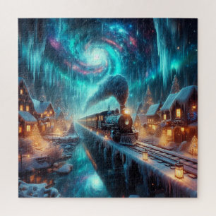 Magischer Winterzug Nördliches Weihnachtsdorf Puzzle