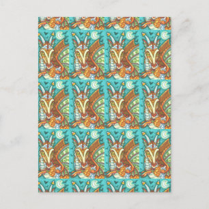 MAGISCHER ZUCKERMAIS-DRACHE, HALLOWEEN-FANTASY POSTKARTE