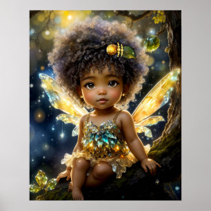 Magisches afrikanisch-amerikanisches Baby-Feenkind Poster
