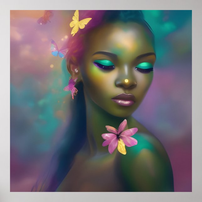 Magisches afrikanisches Regenbogen-Schmetterling-G Poster (Vorne)