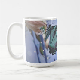 Magisches aquamarines SchmetterlingsFoto Kaffeetasse