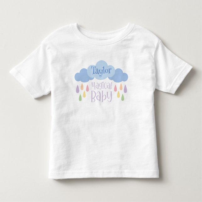 Magisches Baby Pastel Rain & Cloud Individuelle Na Kleinkind T-shirt (Vorderseite)