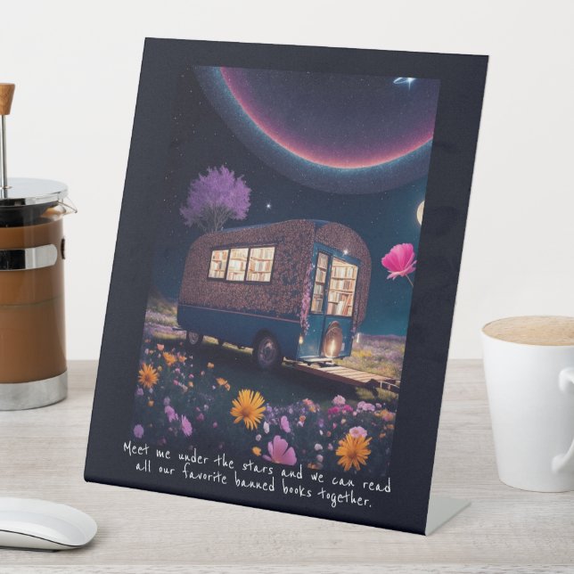 Magisches Banned Bookmobile Pedestzeichen Sockelschild (In Situ)