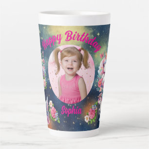 Magisches Blumen Einhorn Foto Mädchen Geburtstagsg Milchtasse