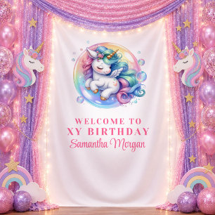 Magisches Buntes Einhorn Pastell Party Banner Wandteppich