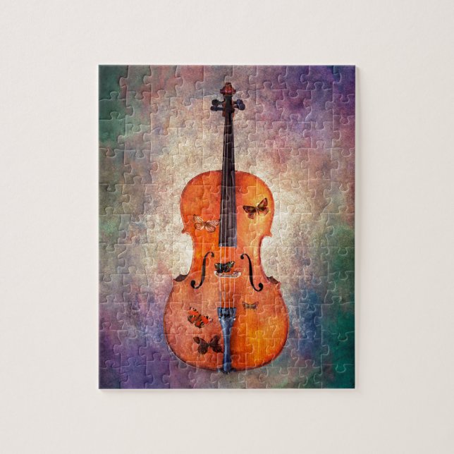 Magisches Cello mit Schmetterlingen Puzzle (Vertikal)