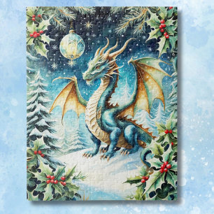 Magisches Drachenweihnachten mit Stechpalme Puzzle