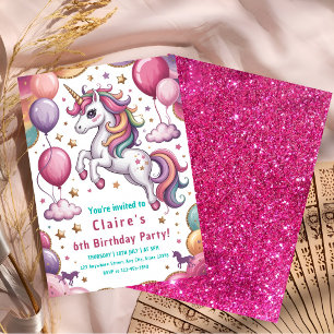 Magisches Einhorn 6. Geburtstag Einladung