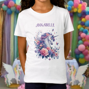 Magisches Einhorn des Mädchens Lila Glitzern Name T-Shirt