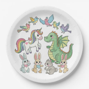 Magisches Einhorn & Drache Kinderparty-Teller Pappteller
