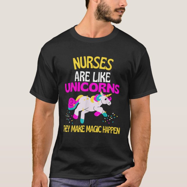 Magisches Einhorn-Einhorn-Einhorn-Krankenschwester T-Shirt (Vorderseite)