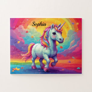 Magisches Einhorn Farbenfrohe Regenbogen Personali Puzzle