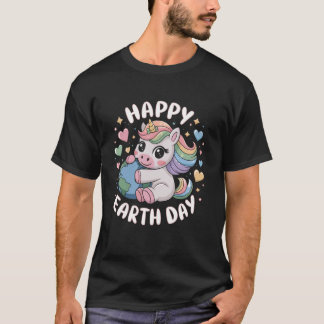 Magisches Einhorn Frohen Tag der Erde Groovy Umwel T-Shirt