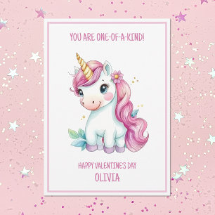 Magisches Einhorn für Mädchen Buntes Valentinsmoti Feiertagskarte